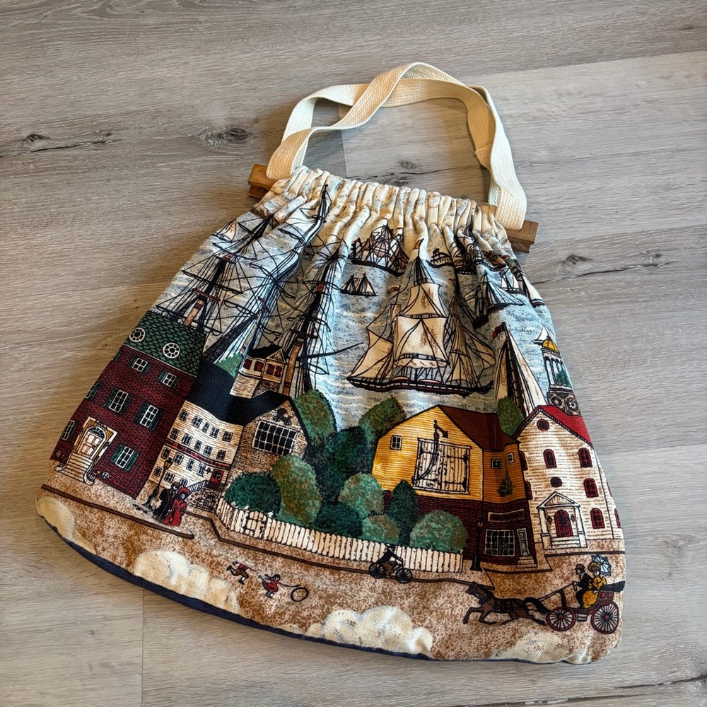 1970s Carpetbag of America Wood Top Corduroy Bag